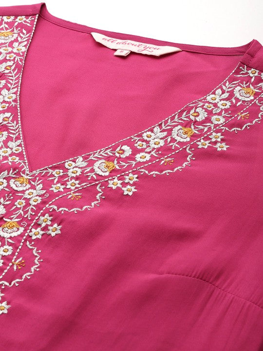 all about you Women Ethnic Motifs Yoke Design Kurta with Trousers & Dupatta