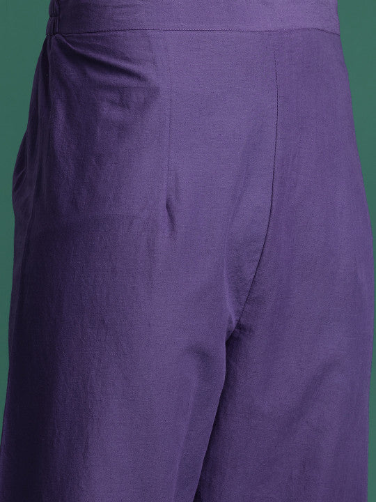 Indo Era Floral Printed Beads & Stones Pure Cotton Kurta with Trousers & With Dupatta