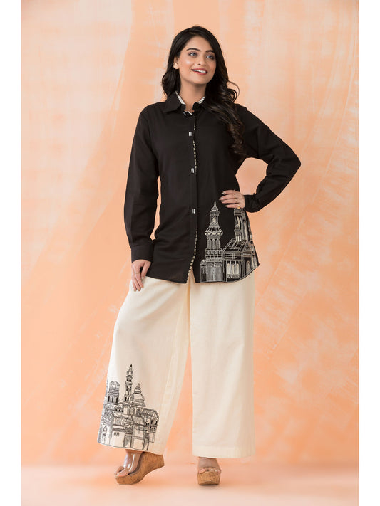 Black Cotton Shirt-Pant Co-Ord (Set of 2)