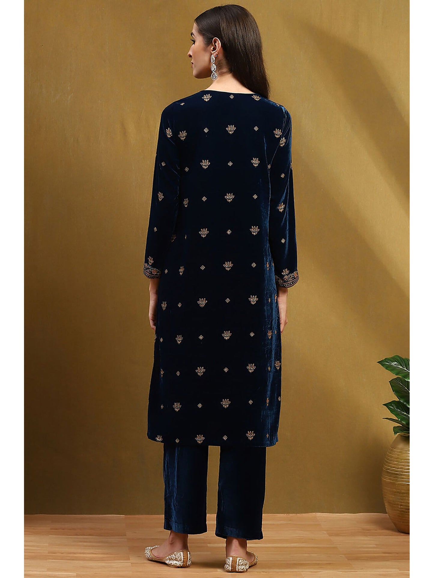 Blue Floral Kurta with Palazzo and Dupatta (Set of 3)