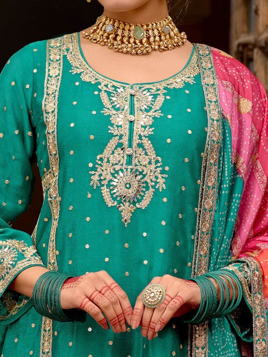 Indo Era Floral Embroidered Panelled Zari A-Line Kurta