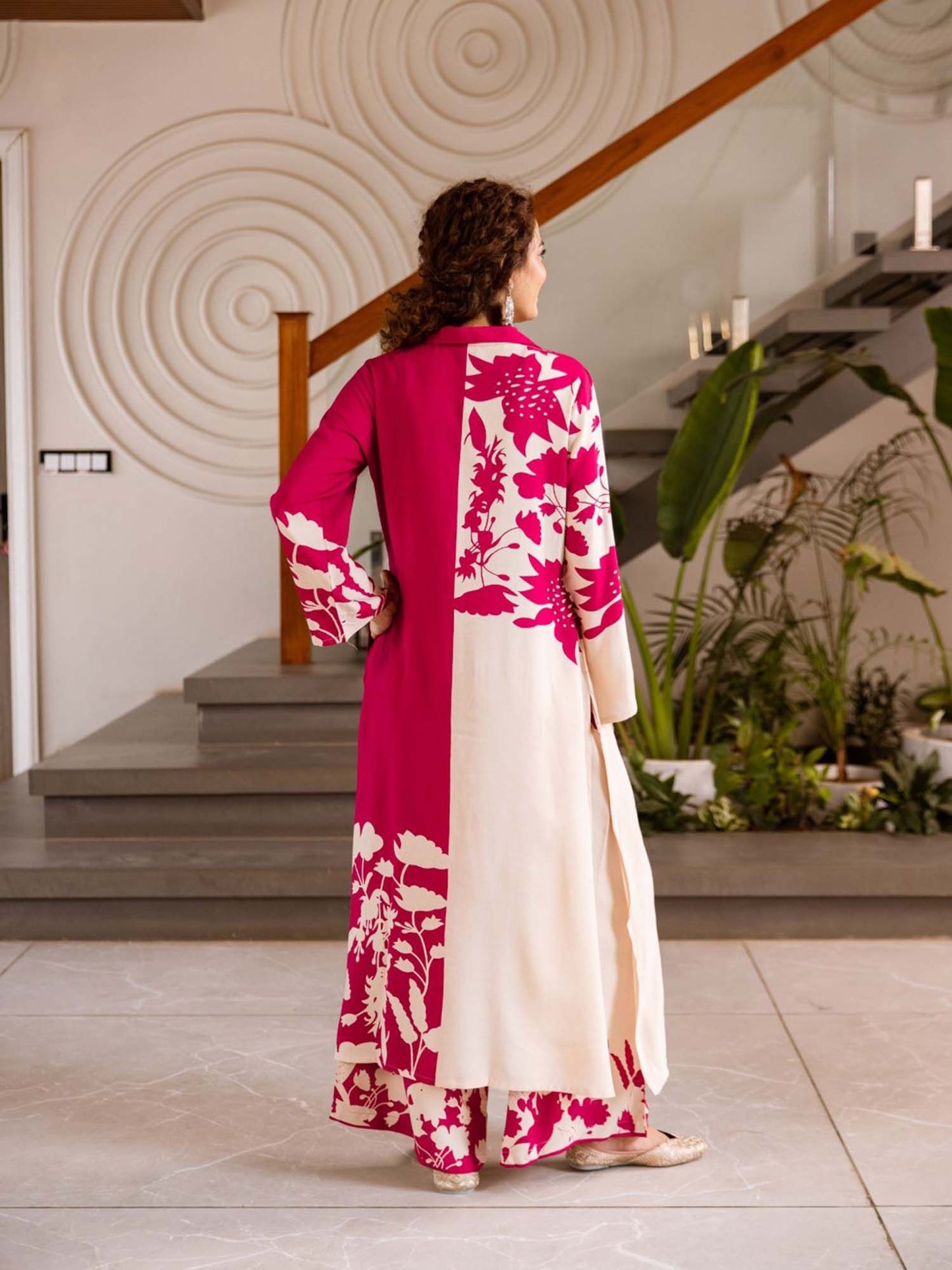 Printed Kurta Palazzo - Pink