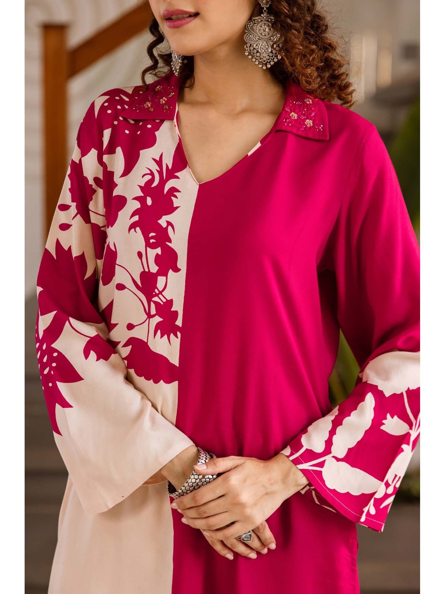 Printed Kurta Palazzo - Pink