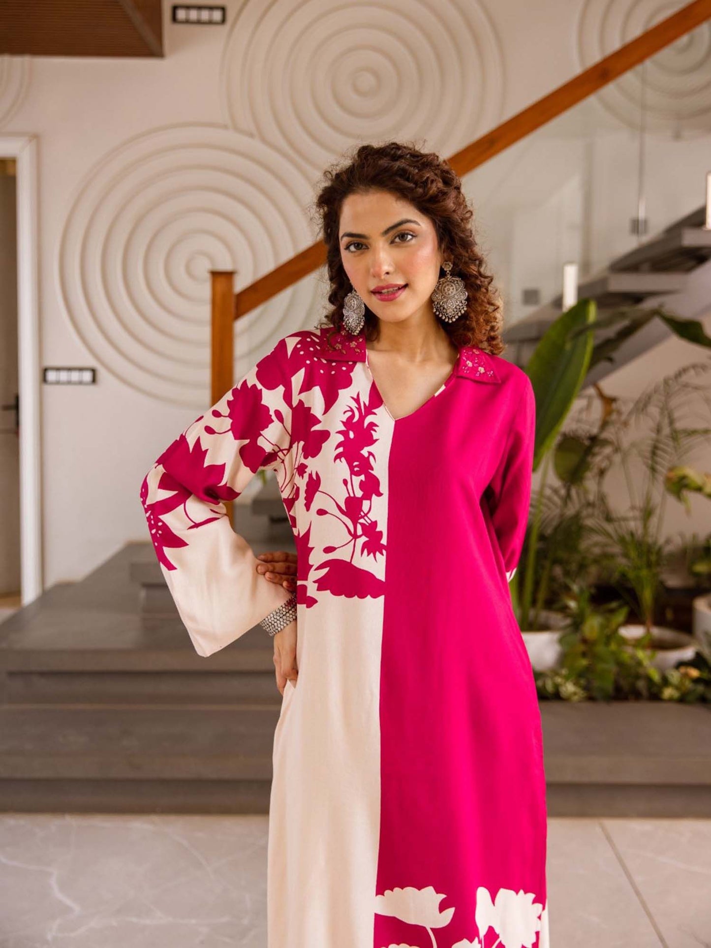 Printed Kurta Palazzo - Pink