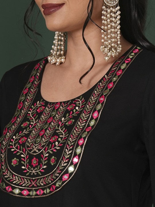 Globus Embroidered Yoke Bell Sleeves Tunic & Afghani Pants Fusion Co-Ord Set