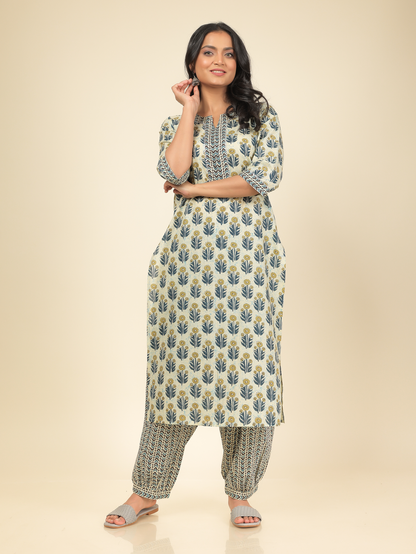 Soft Cotton Floral Kurta