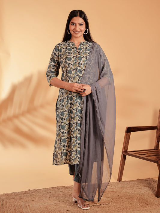 Chiffon Solid grey Dupatta