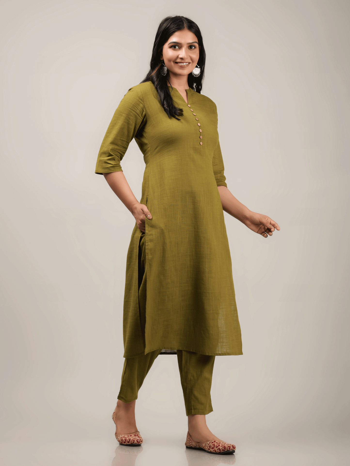 Khadi Cotton Solid Kurta