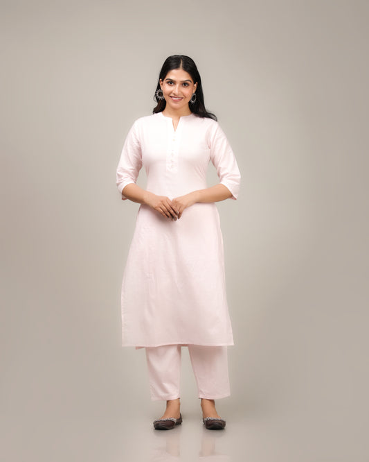 Soft Cotton Solid Straight Pink Kurta
