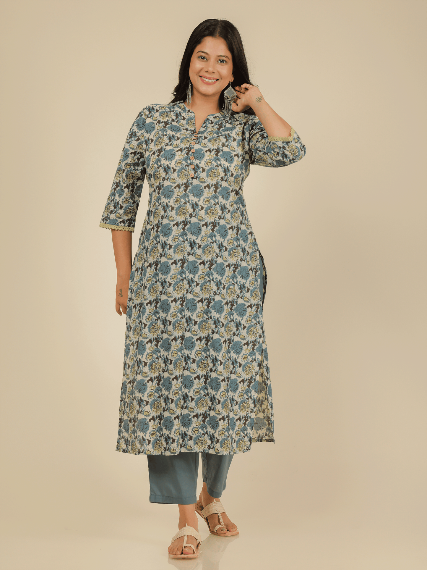 Soft Cotton Floral Kurta