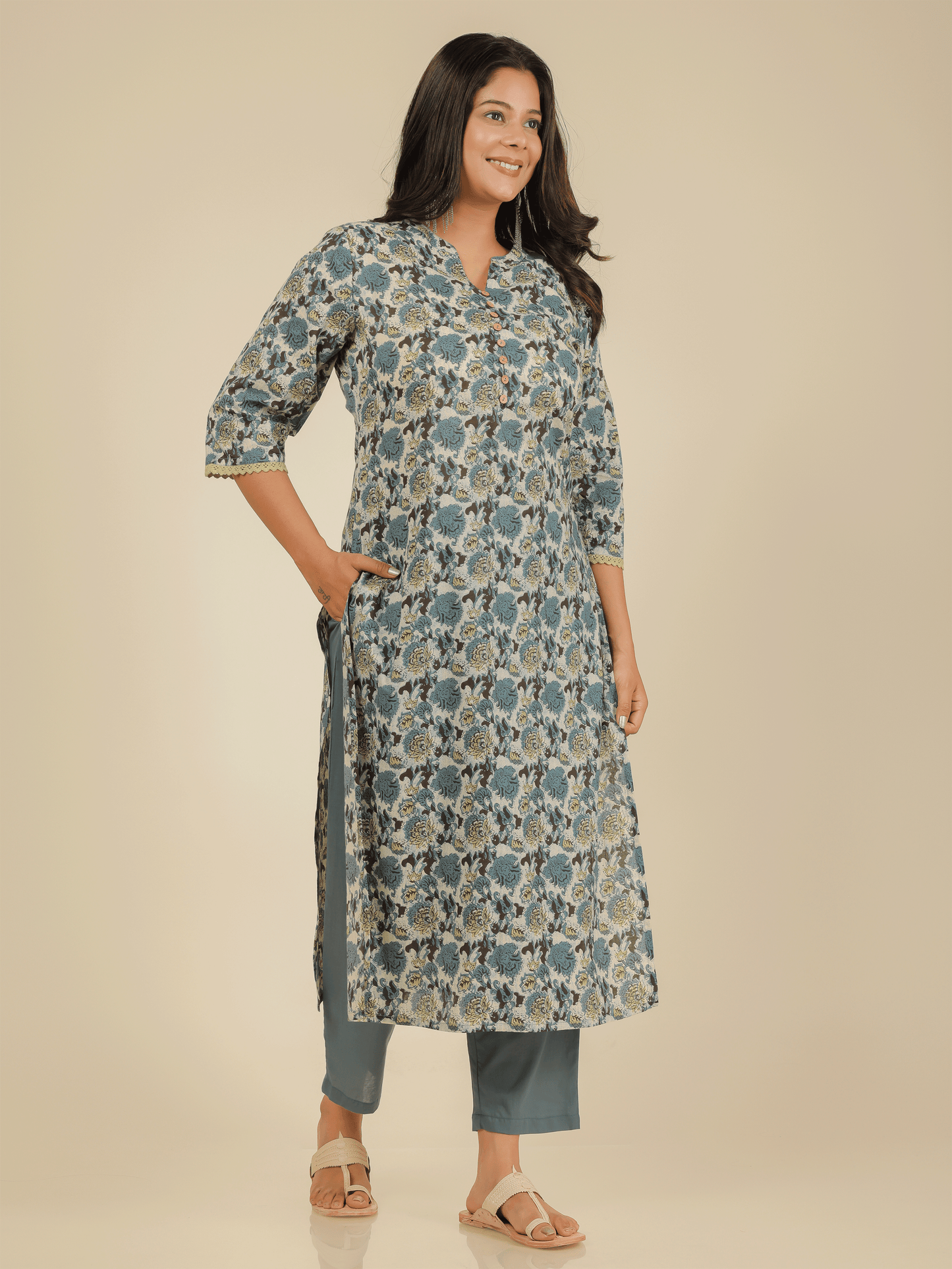 Soft Cotton Floral Kurta