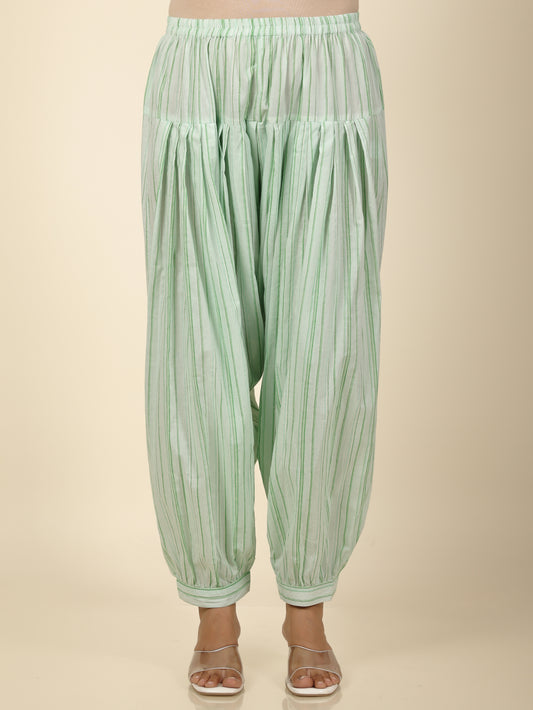 Soft Cotton Striped White Salwar