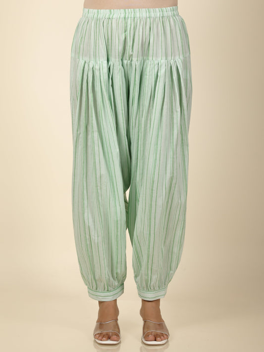 Soft Cotton Striped White Salwar