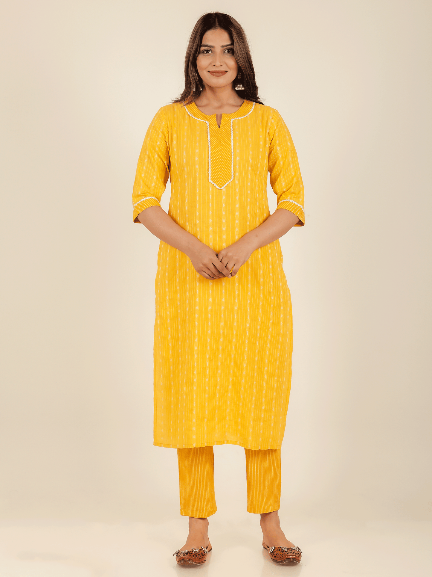 Kantha Cotton Woven Design Kurta