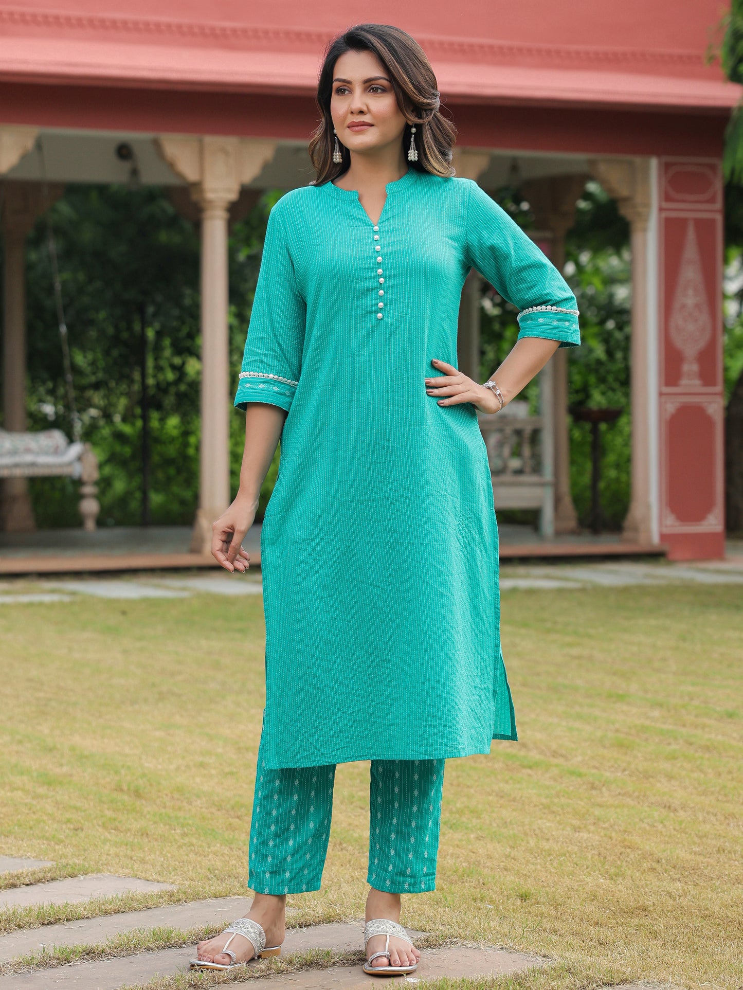 Kantha Cotton Woven Design Kurta