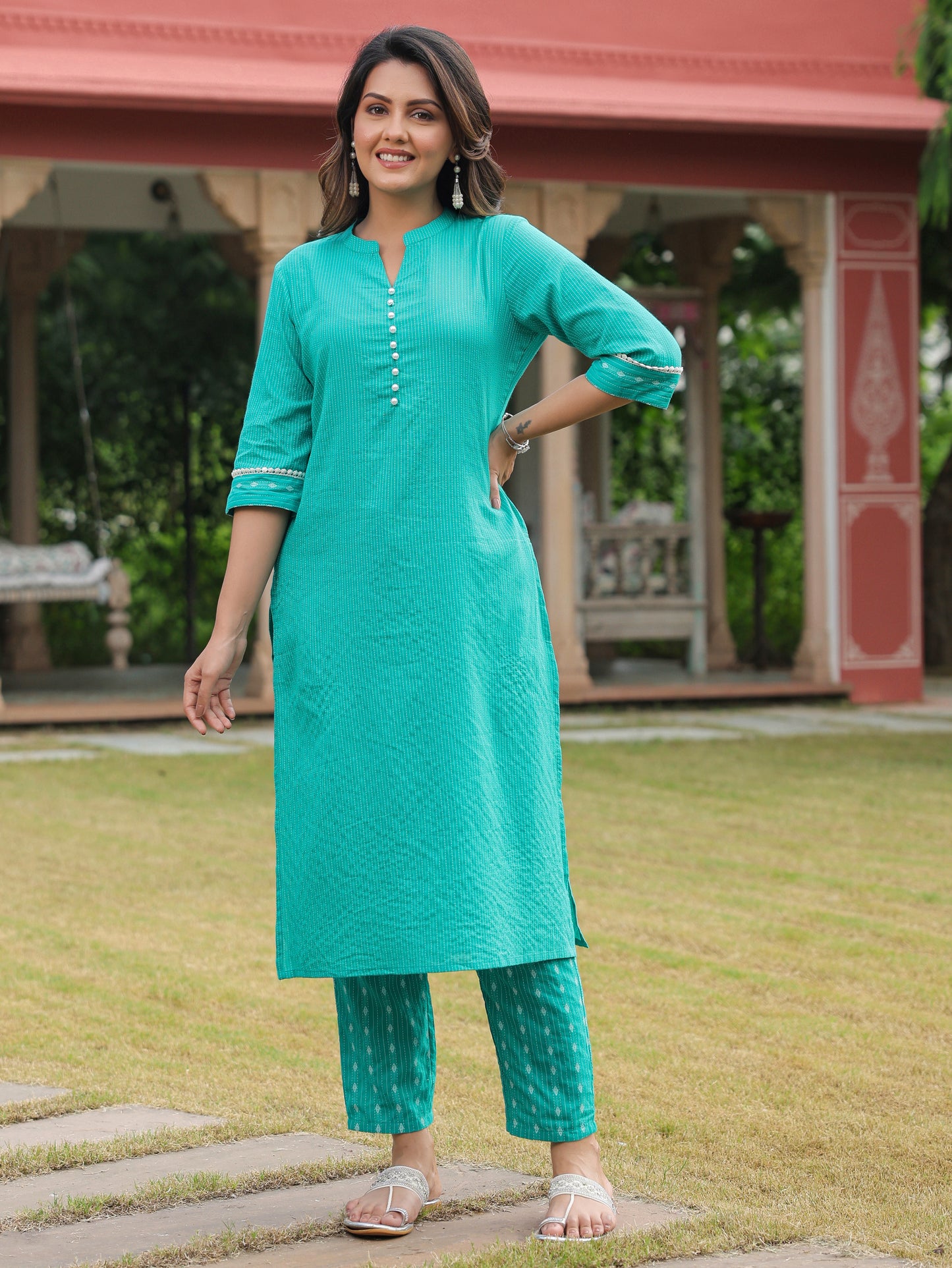 Kantha Cotton Woven Design Kurta