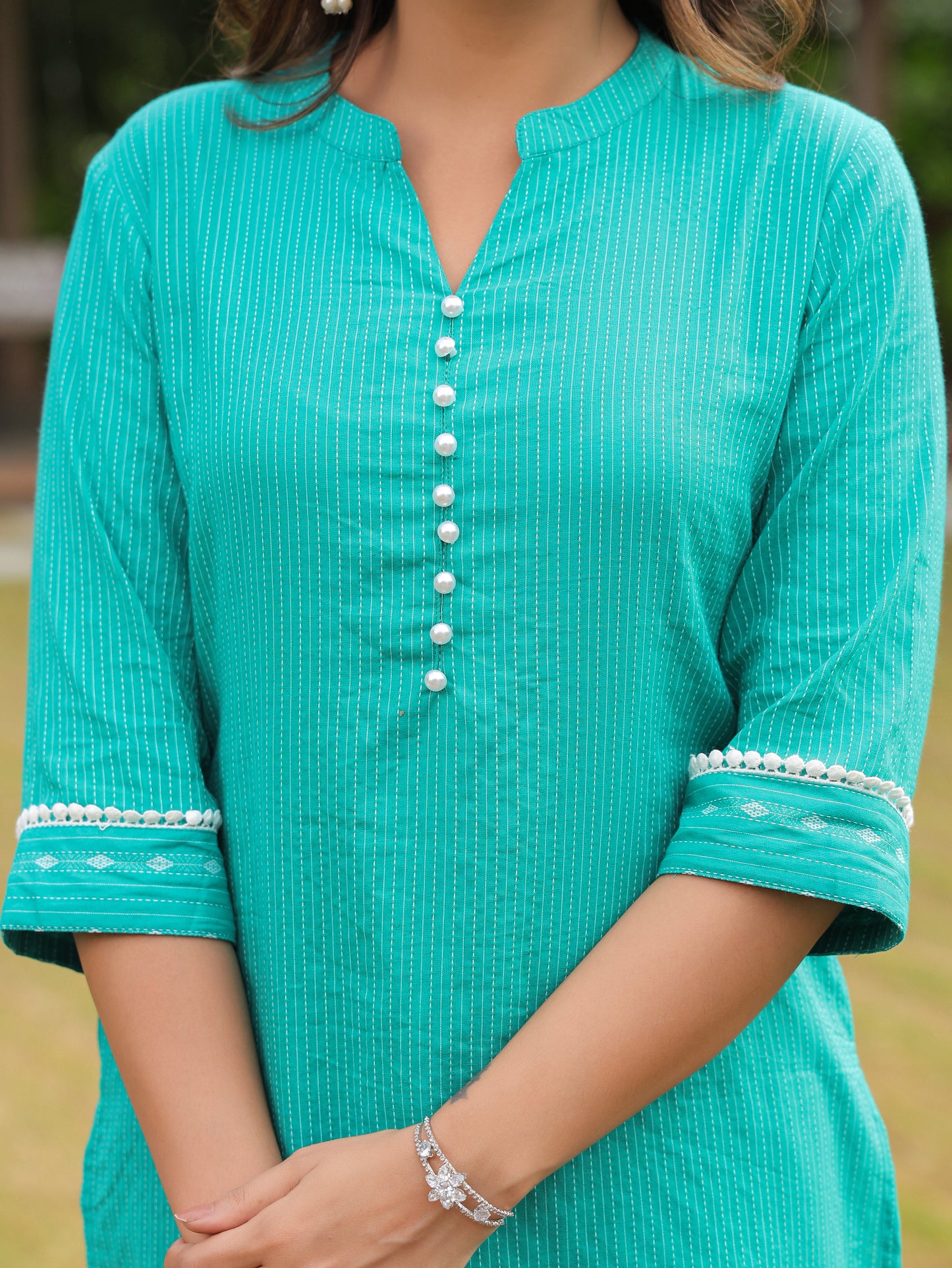 Kantha Cotton Woven Design Kurta