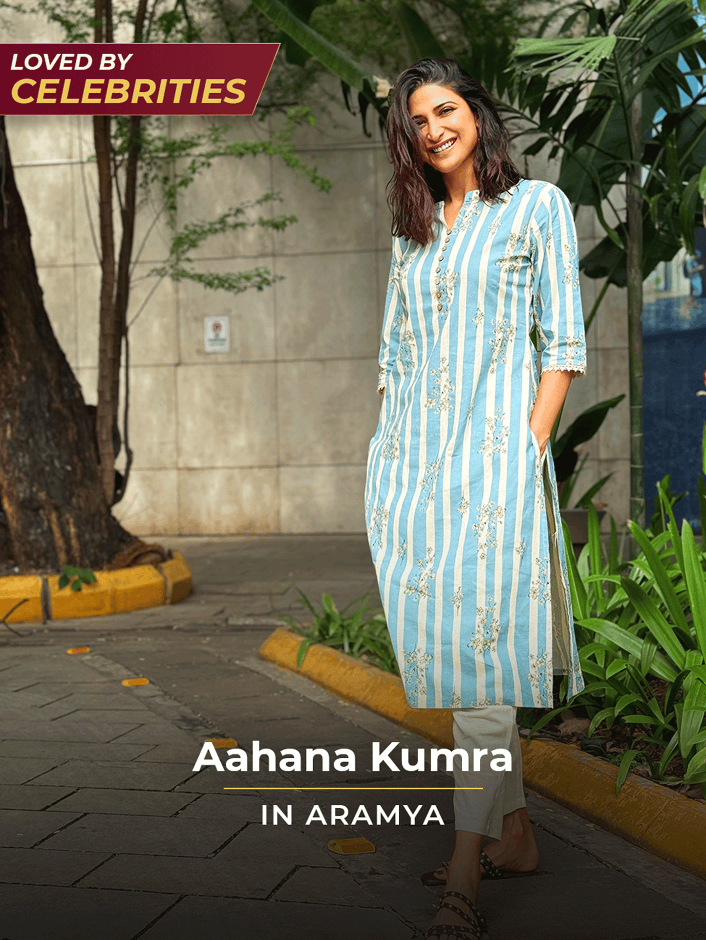 Linen Cotton Striped Straight Blue Kurta