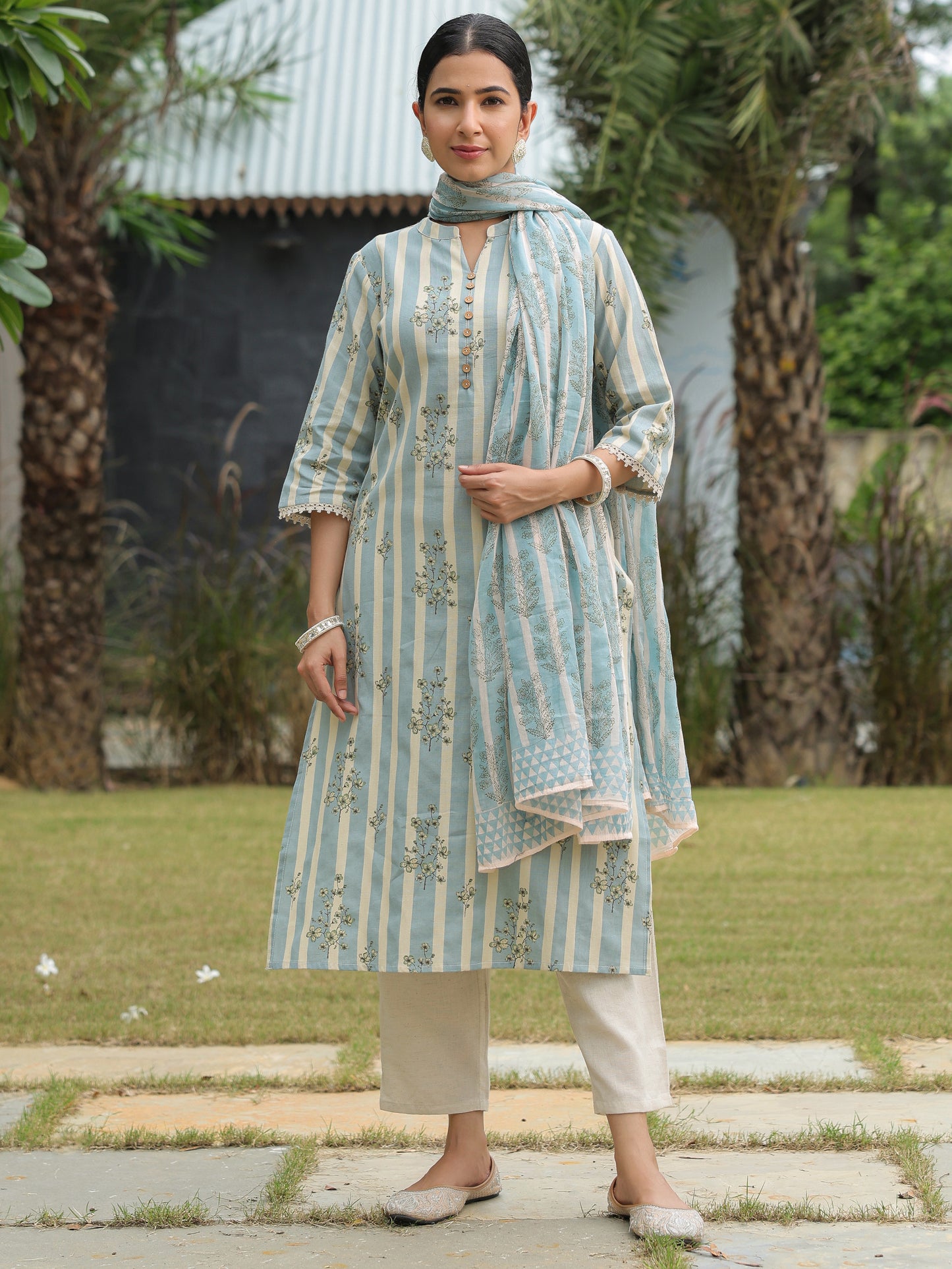 Linen Cotton Striped Kurta