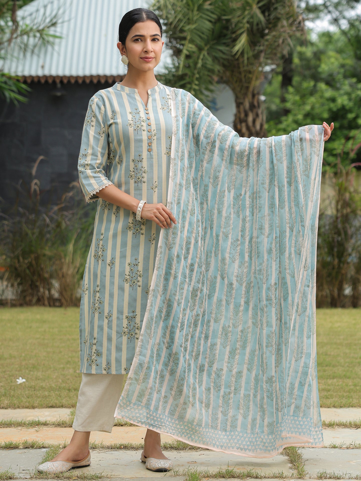 Linen Cotton Striped Kurta