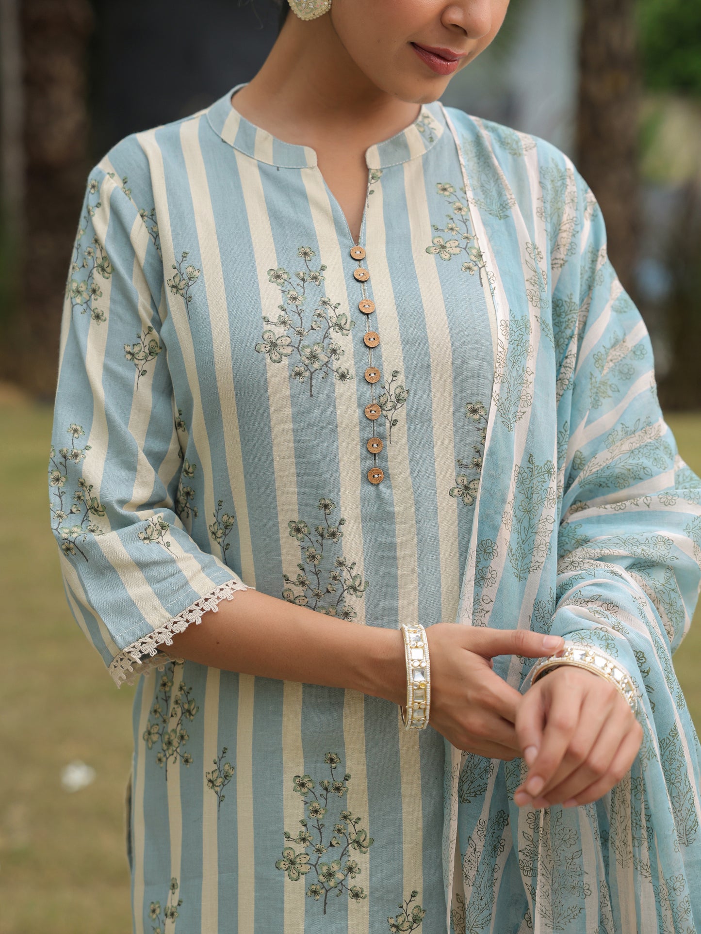 Linen Cotton Striped Kurta