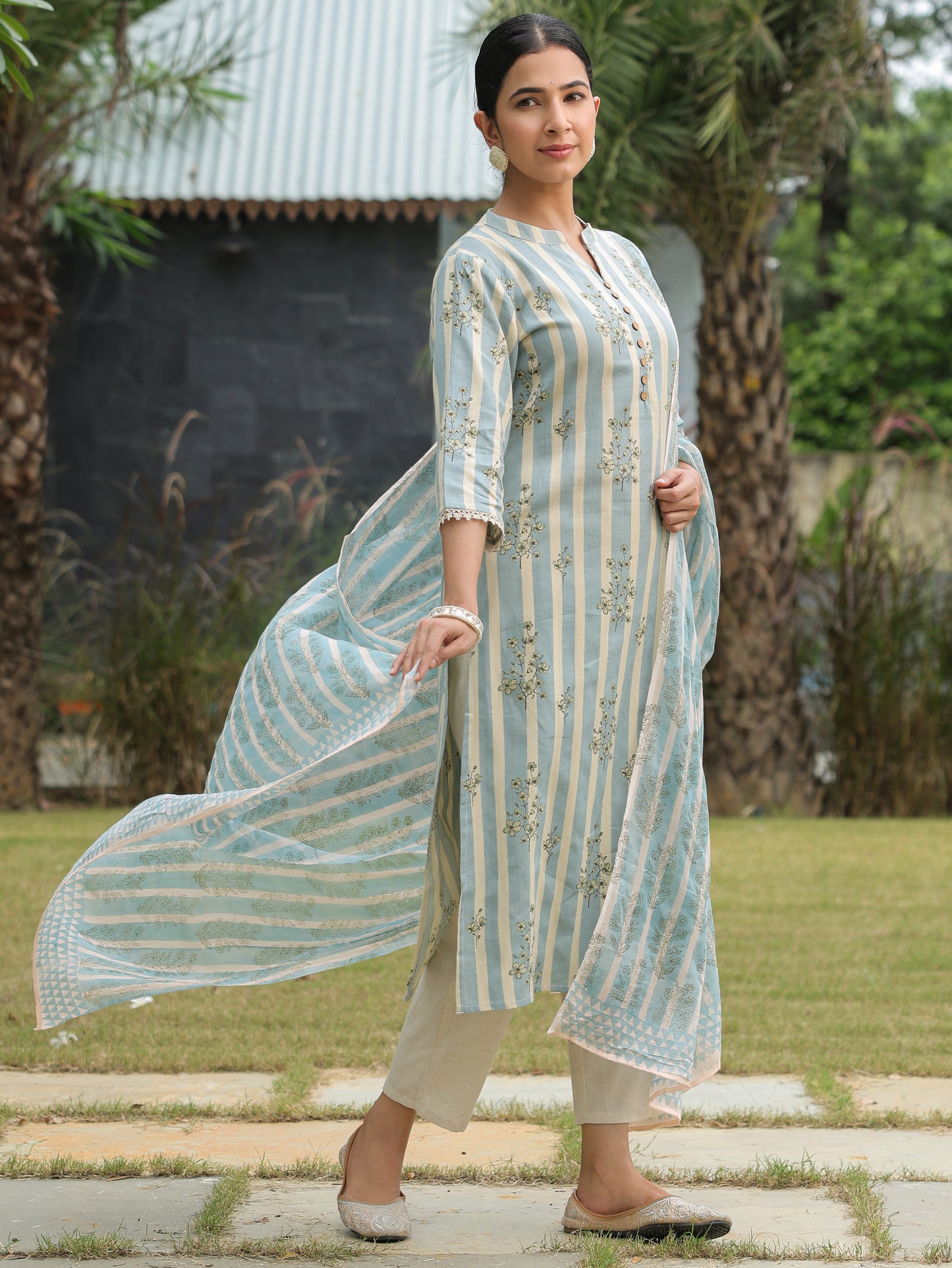 Linen Cotton Striped Kurta