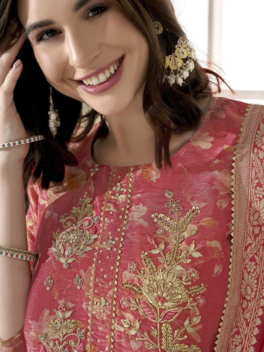 Anouk Floral Embroidered Zardozi Pure Silk Kurta
