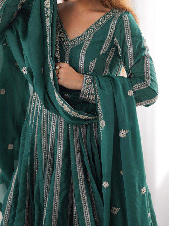 CAPITALHAVEN Women Ethnic Motifs Embroidered Thread Work Kurta with Trousers & Dupatta