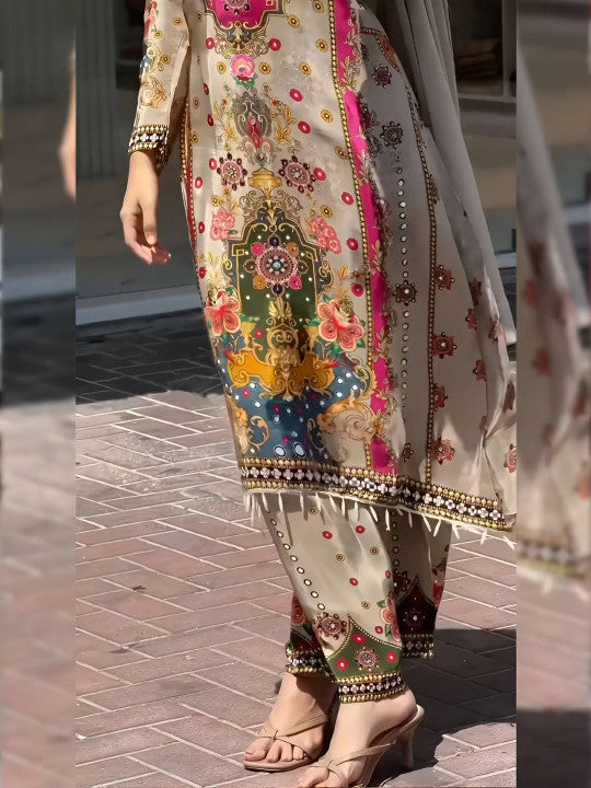 BAESD Women Ethnic Motifs Printed Kurta with Palazzos & Dupatta