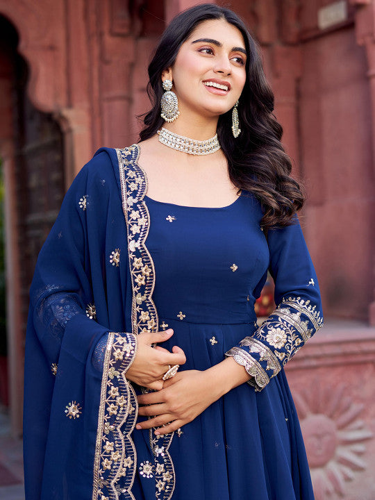 all about you Women Ethnic Motifs Embroidered Anarkali Kurta with Trousers & Dupatta