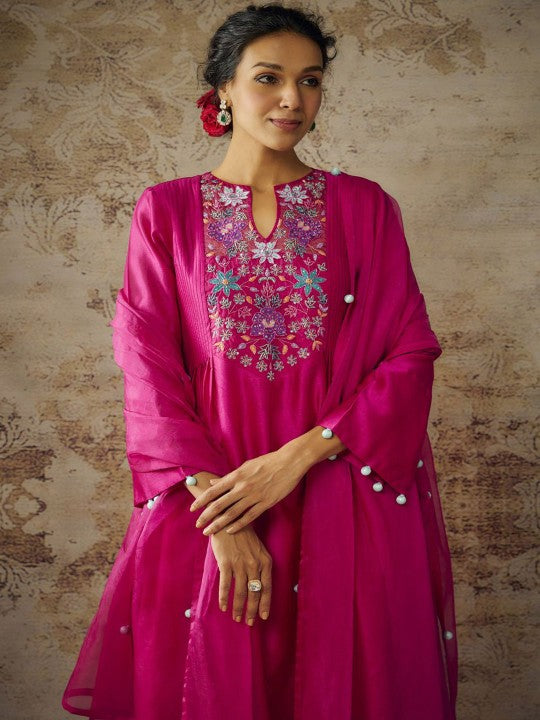 The Aarya Ethnic Motifs Embroidered Zardozi A-Line Kurta