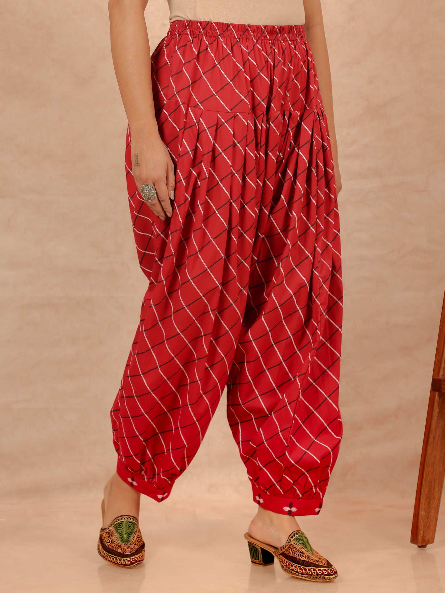 Soft Cotton Checkered Red Salwar