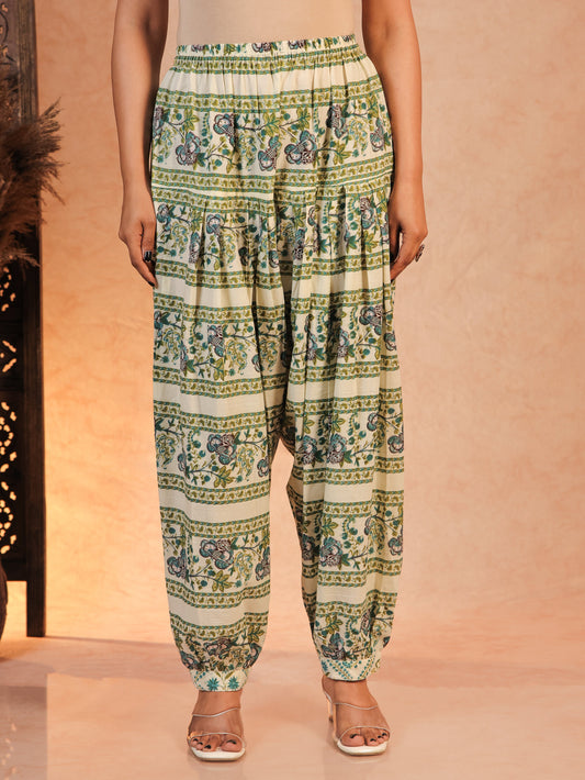 Soft Cotton Floral Cream Salwar