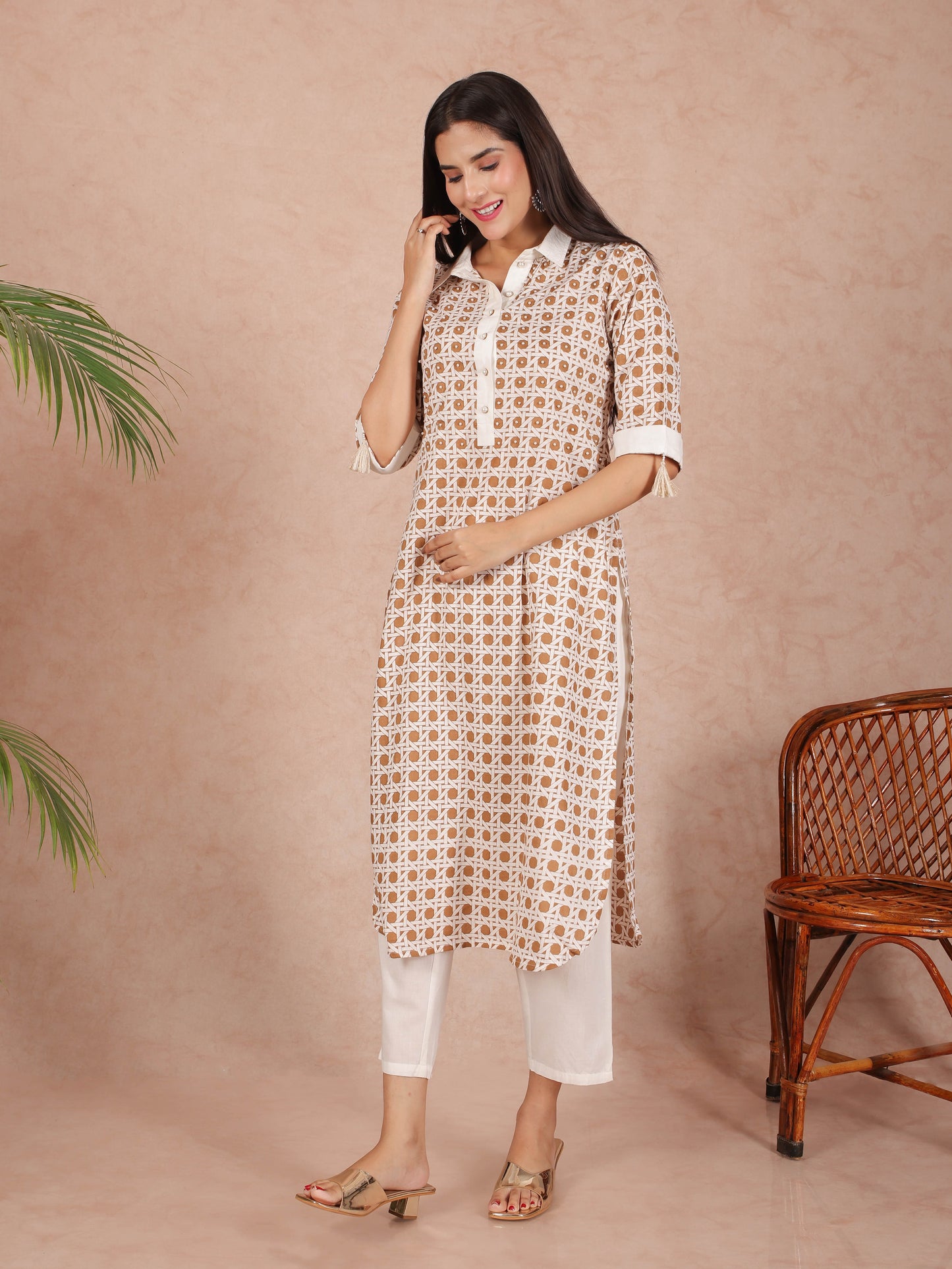 Soft Cotton Geometric Kurta