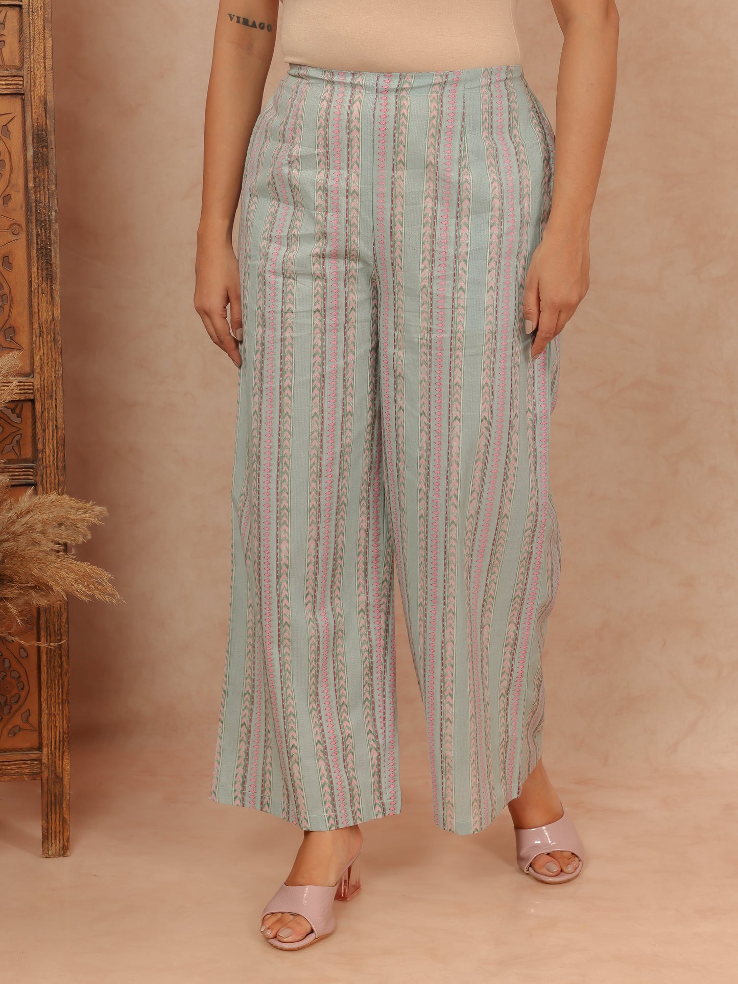 Soft Cotton Striped Palazzo