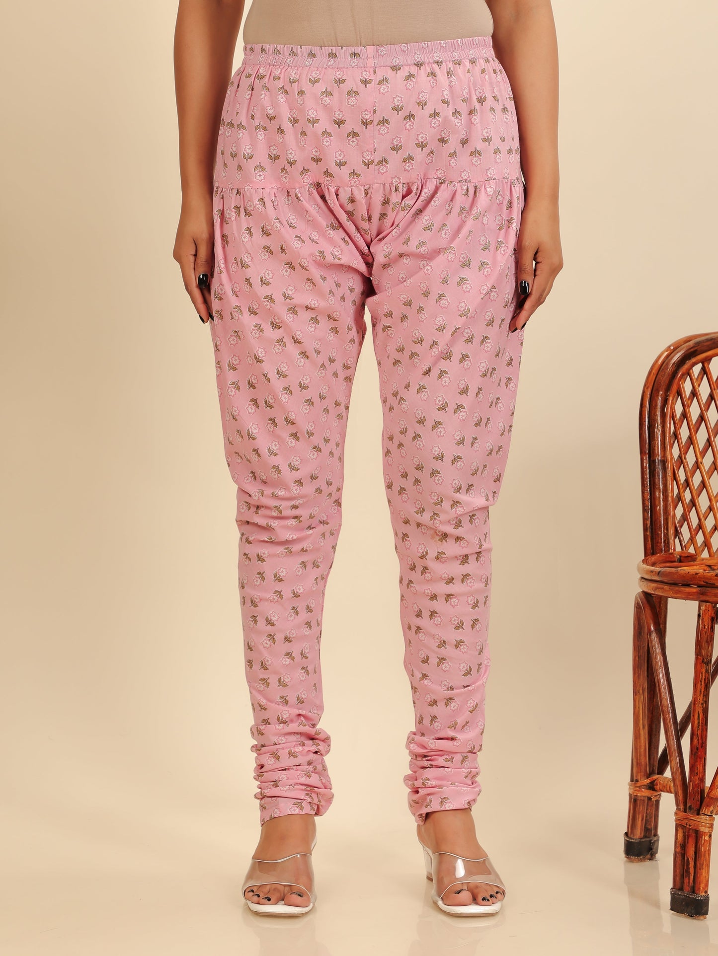 Soft Cotton Floral Flared Pink Kurta