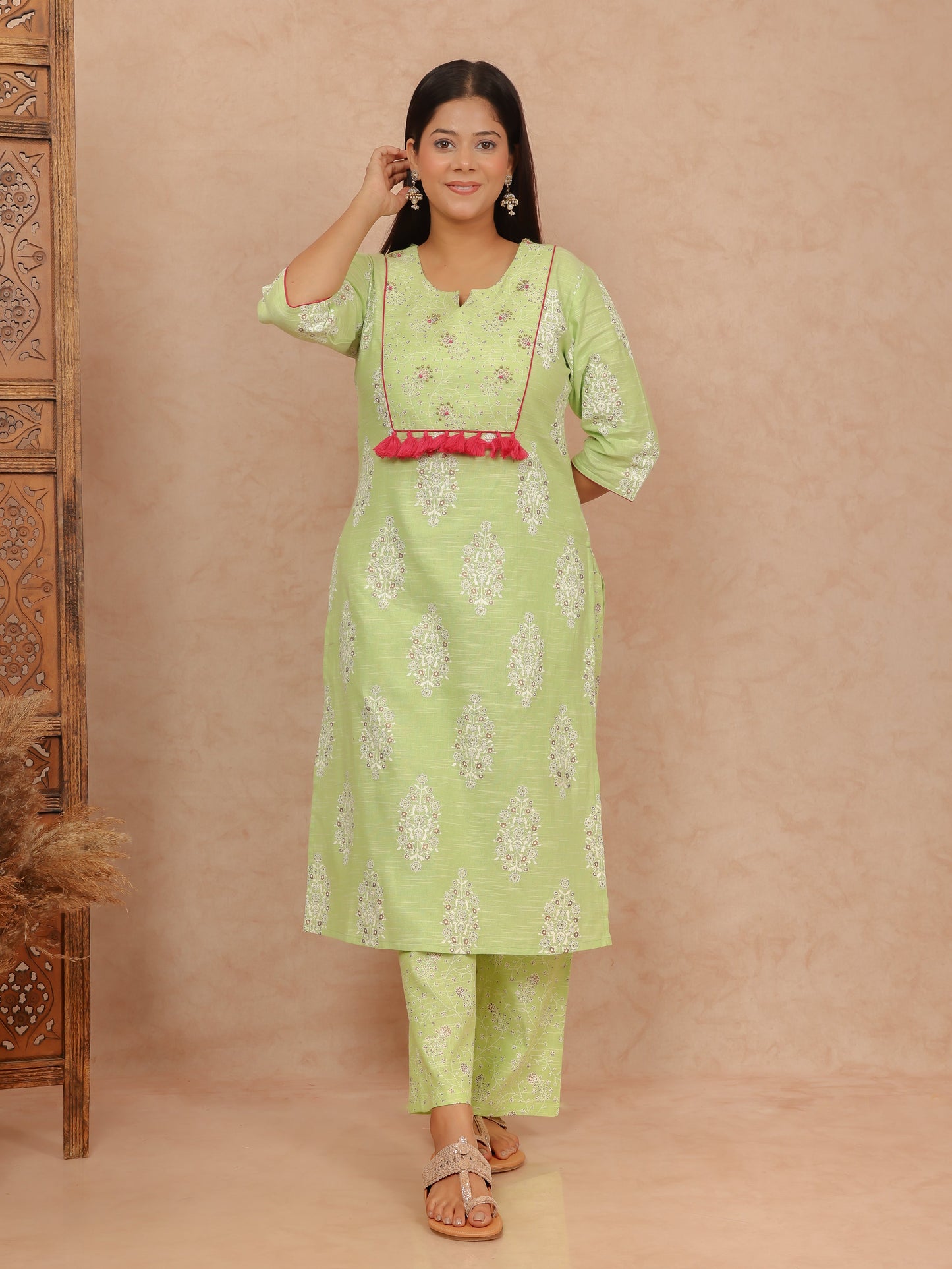 Blend Cotton Floral Kurta