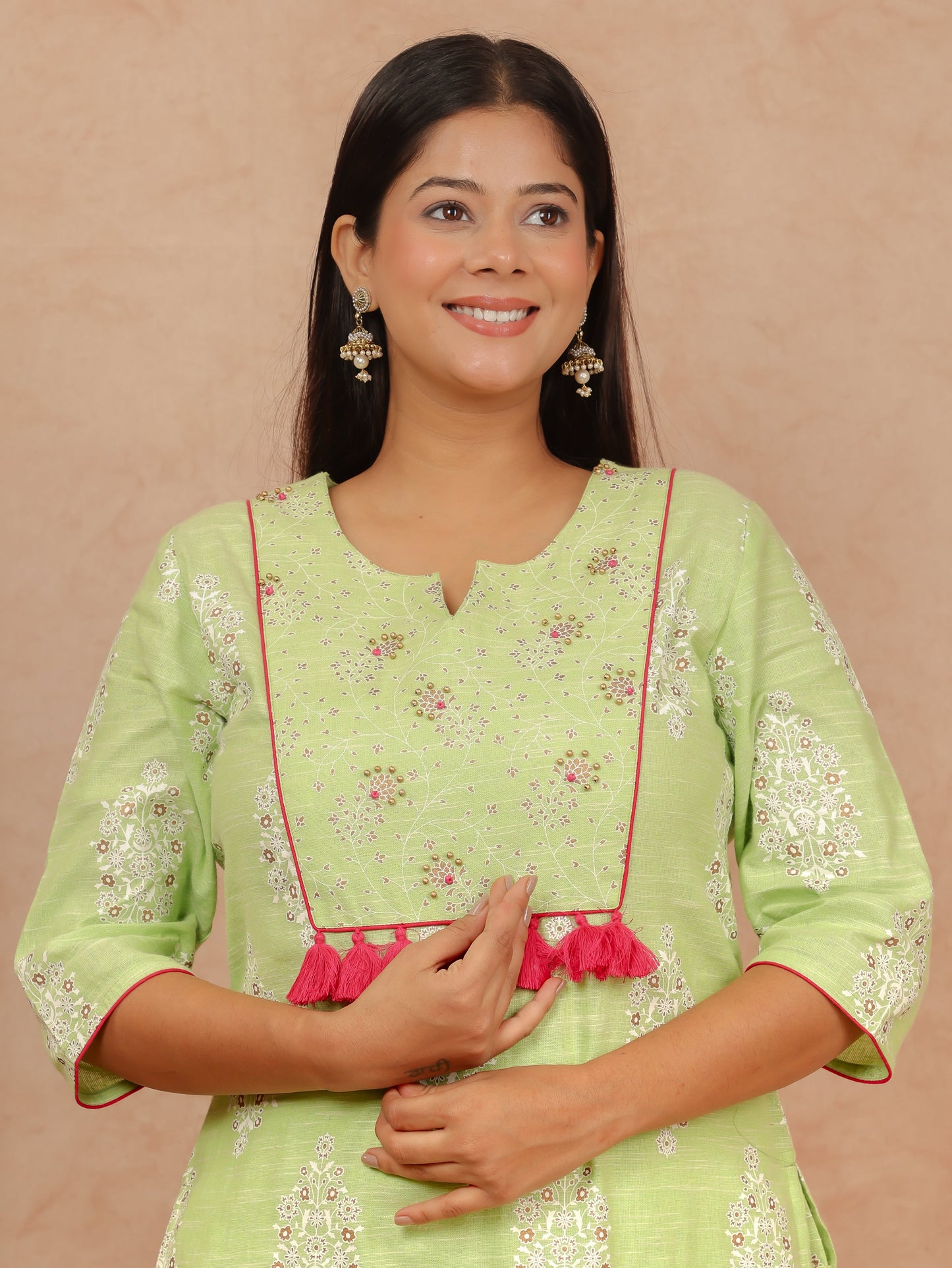 Blend Cotton Floral Kurta