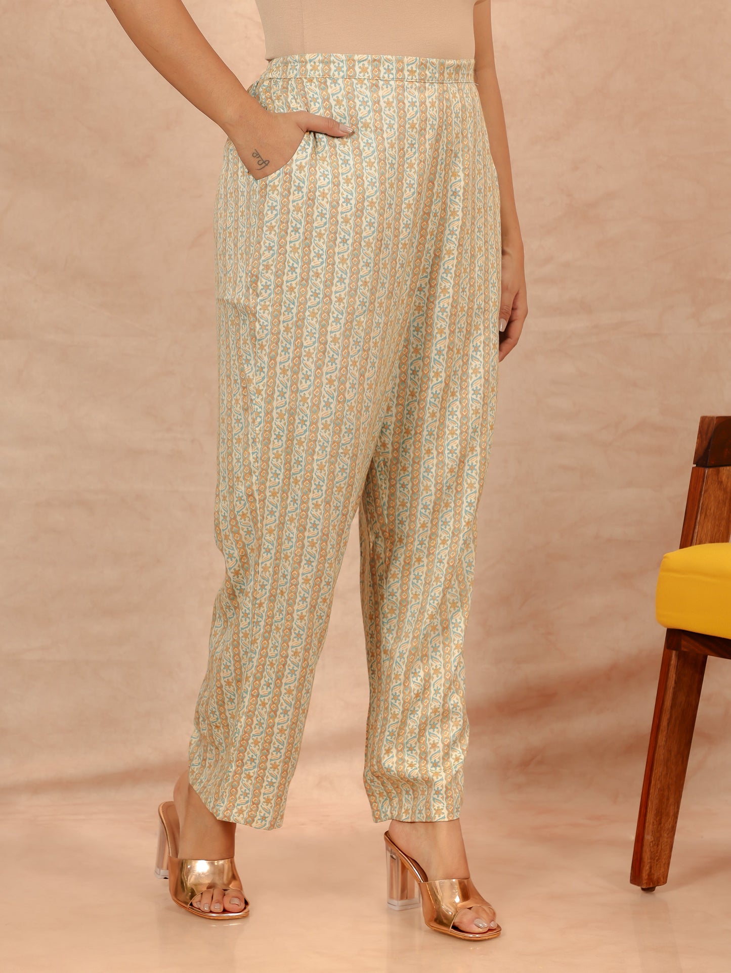 Slub Rayon Striped Pant