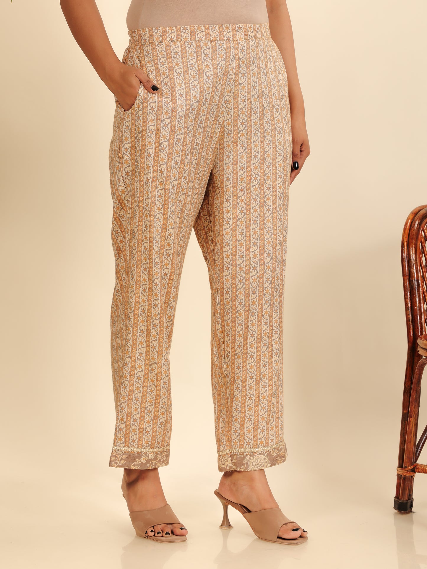 Slub Rayon Striped Pant