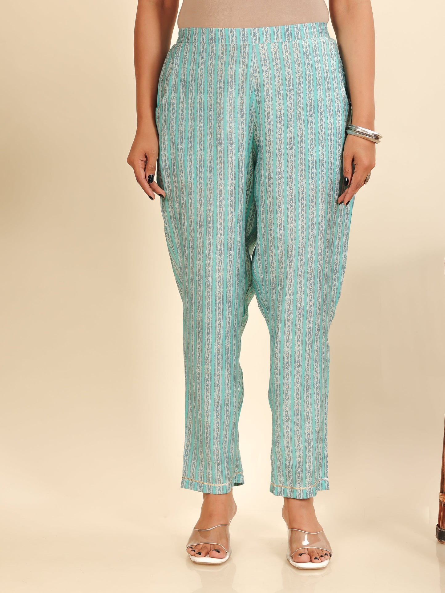 Muslin Striped Crop Pant