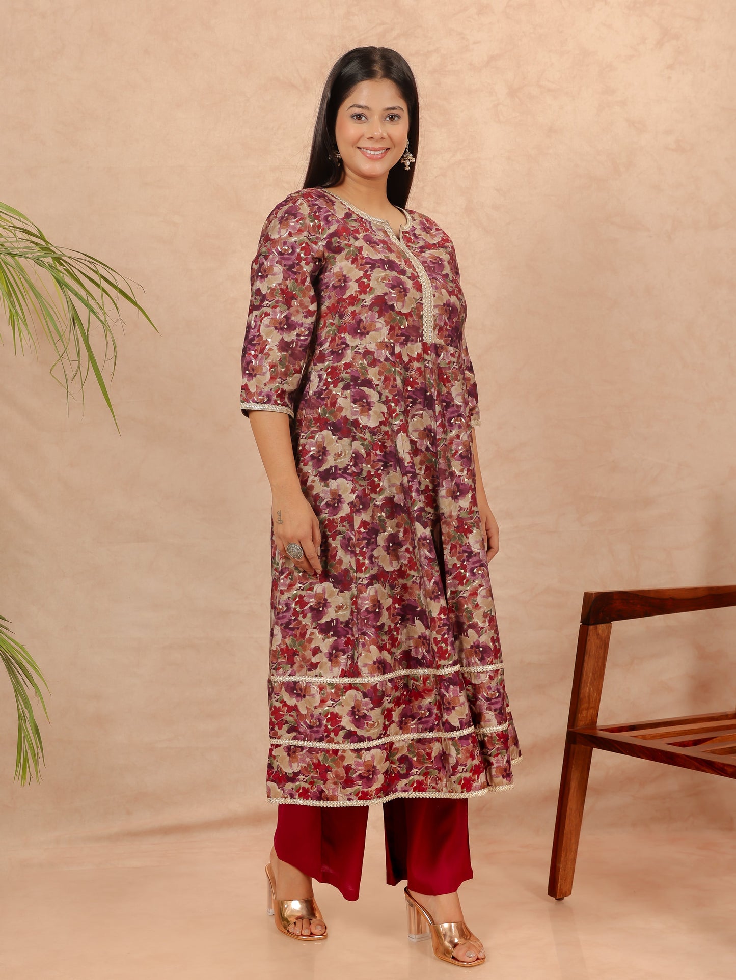 Chanderi Gold foil Kurta