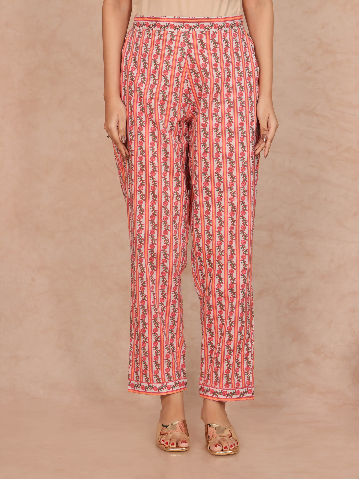 Soft Cotton Striped Crop Pant