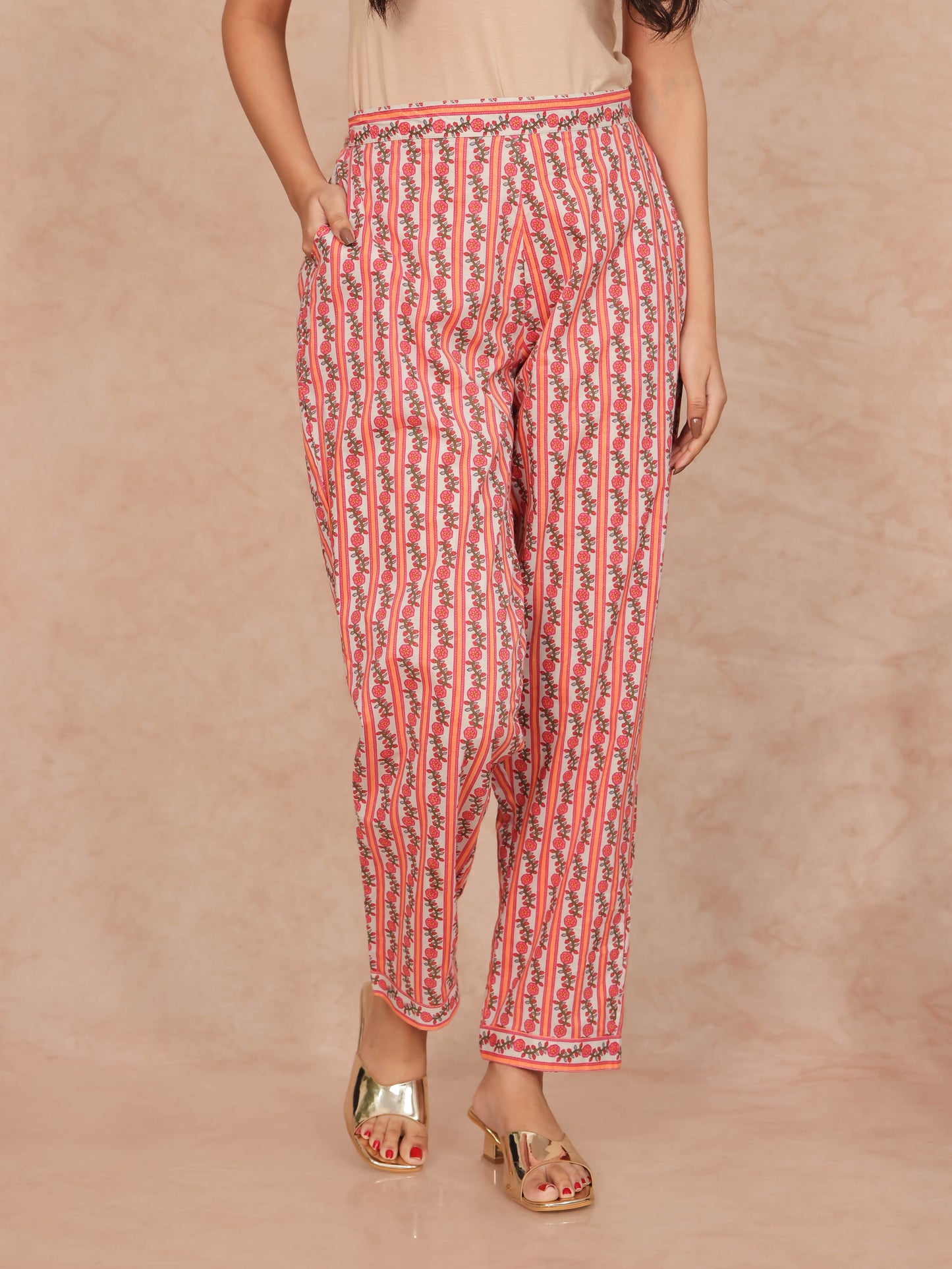 Soft Cotton Striped Crop Pant