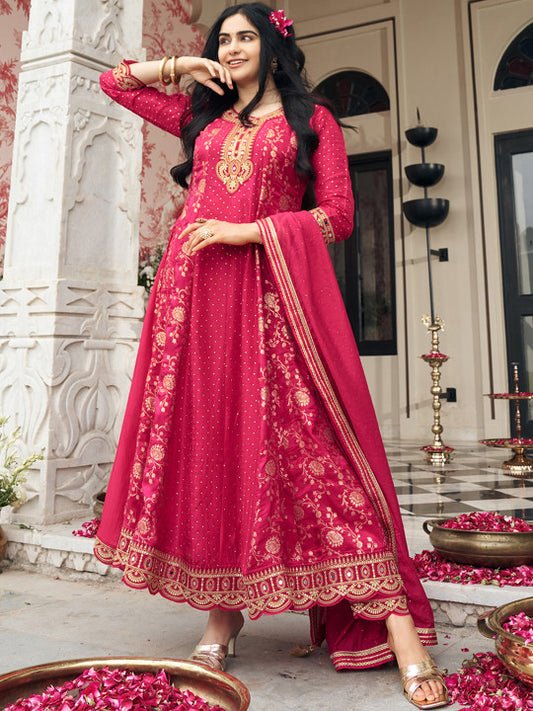CHHAAP Mirror Work Sequinned Embroidered Kurta & Trousers With Dupatta