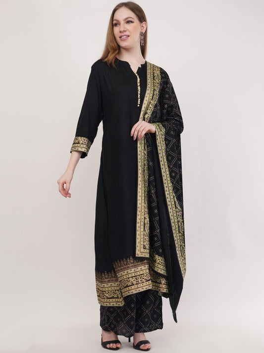 dhartii Ethnic Motifs Printed Mandarin Collar Kurta with Trousers & With Dupatta