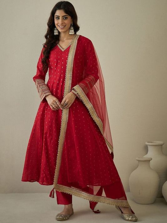 Inddus Women Ethnic Motifs Regular Chanderi Silk Kurta