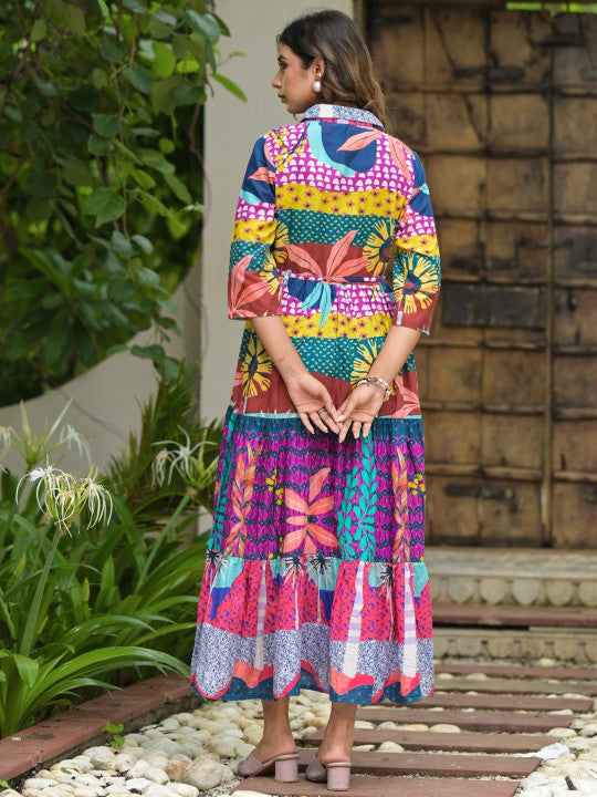 Print A-Line Maxi Dress