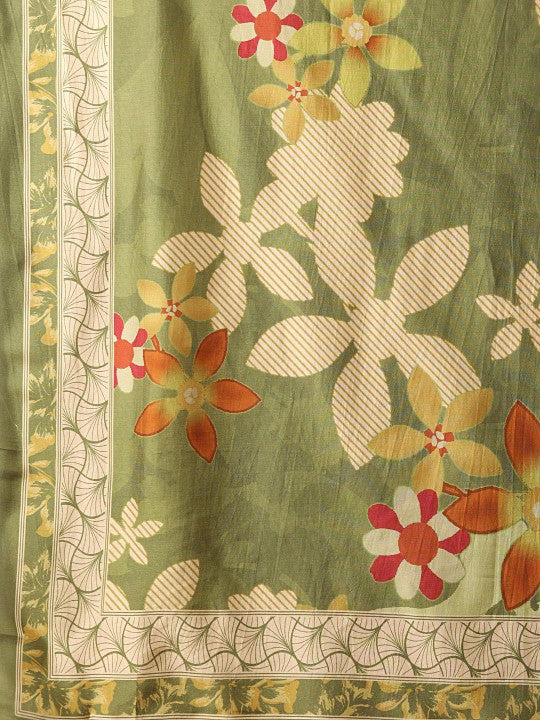 FASHOR Floral Printed Beads & Stone Straight Kurta