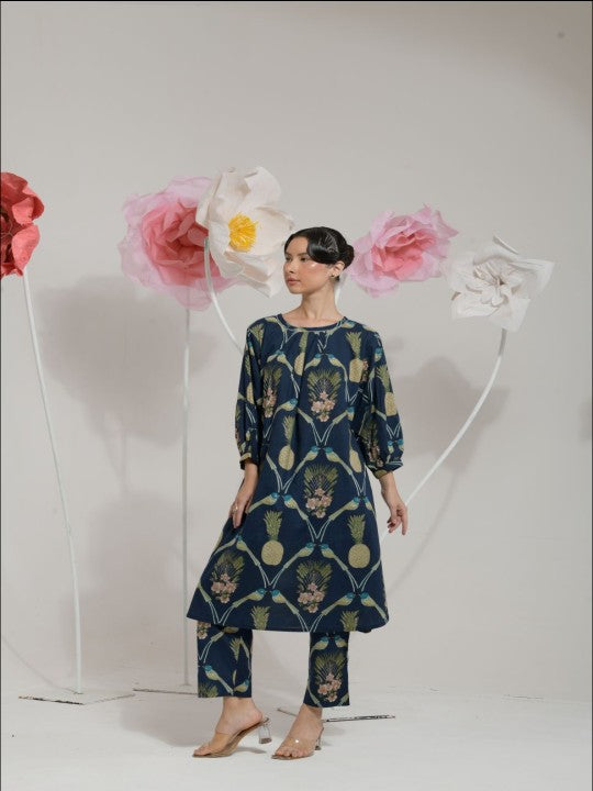 The Quince Life Printed Pure Cotton Tunic With Trousers Co-Ords